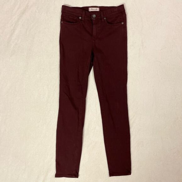 Madewell 9” High Riser Skinny Skinny Maroon Colored Jeans Size 25 - Picture 2 of 9